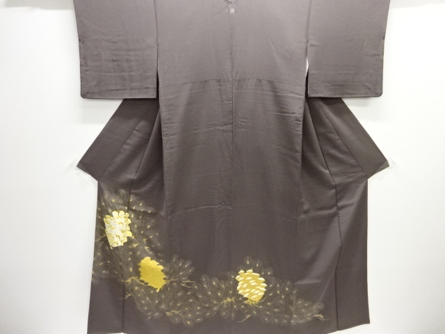 JAPANESE KIMONO / IRO-TOMESODE / EMBROIDERY / KINSAI / PINECONE